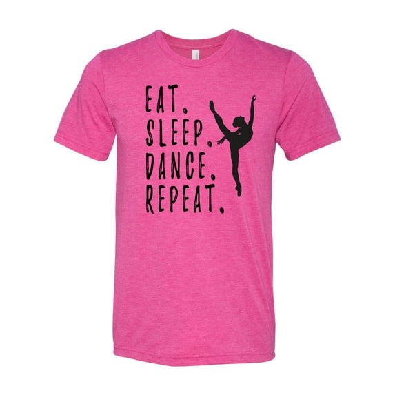 Unisex Adult Fit Eat Sleep Dance Repeat Short Sleeve T-shirt-Berry Triblend-medium