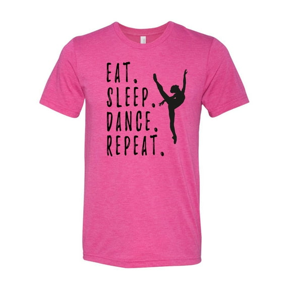 Unisex Adult Fit Eat Sleep Dance Repeat Short Sleeve T-shirt-Berry Triblend-xxl