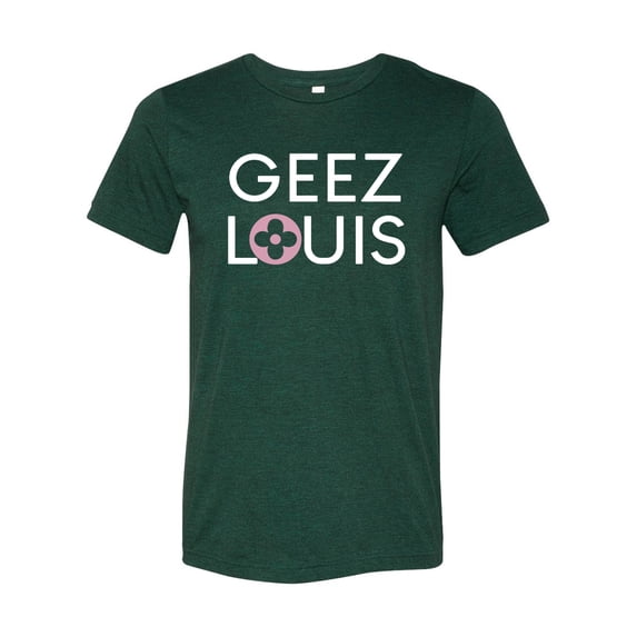 Unisex Adult Fit Geez Louis Short Sleeve T-shirt-Emerald Triblend-large