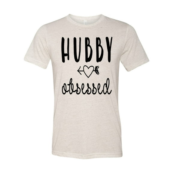 Unisex Adult Fit Hubby Obsessed Short Sleeve T-shirt-Oatmeal Triblend-medium