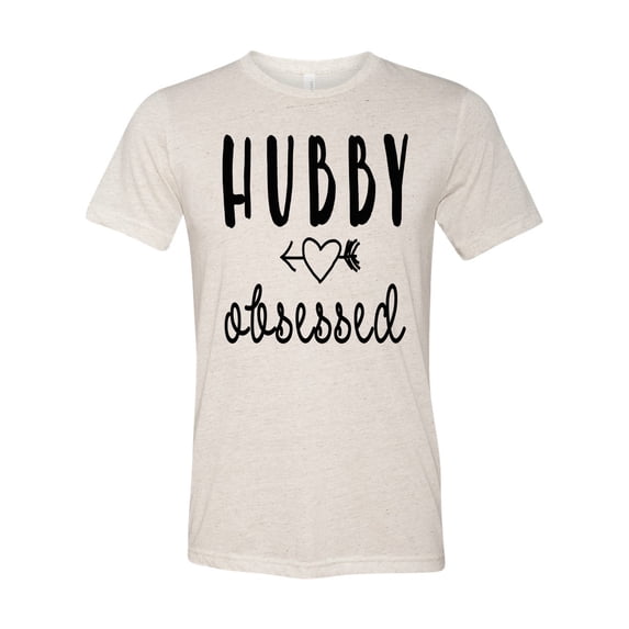 Unisex Adult Fit Hubby Obsessed Short Sleeve T-shirt-Oatmeal Triblend-small