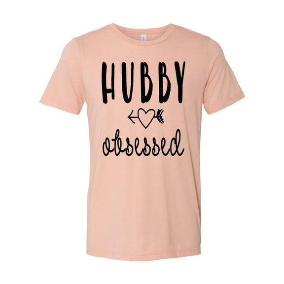 Unisex Adult Fit Hubby Obsessed Short Sleeve T-shirt-Peach Triblend-large
