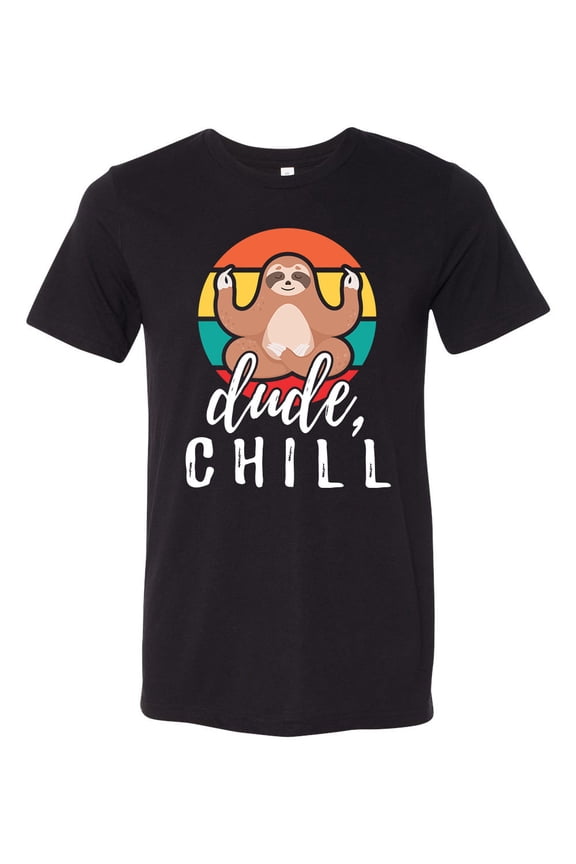 Unisex Adult Fit Meditaiting Sloth Dude Chill Short Sleeve T-shirt-Black Triblend-xl