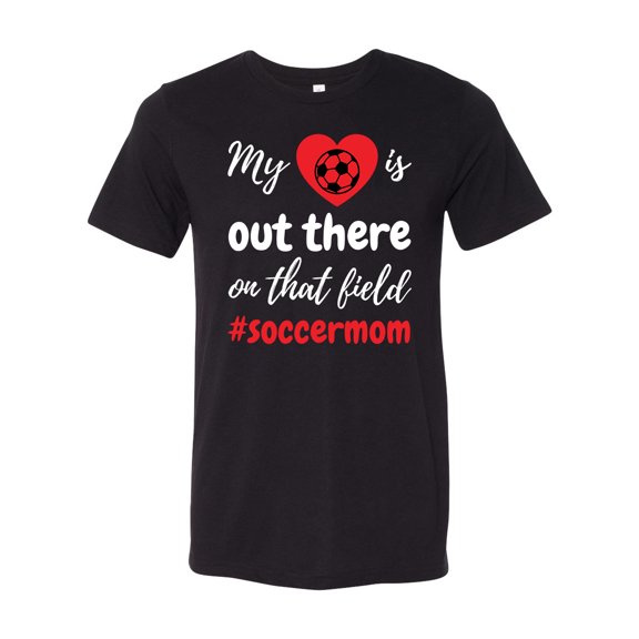 Unisex Adult Fit My Heart Is Out There Soccer Mom Short Sleeve T-shirt-Black Triblend-xl