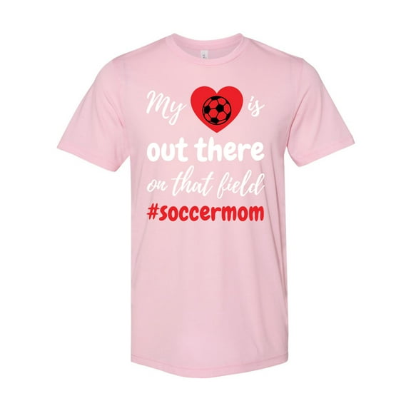 Unisex Adult Fit My Heart Is Out There Soccer MomShort Sleeve T-shirt-Pink Triblend-large