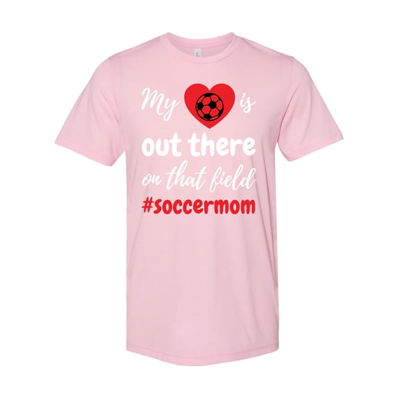 Unisex Adult Fit My Heart Is Out There Soccer MomShort Sleeve T-shirt-Pink Triblend-xxxl