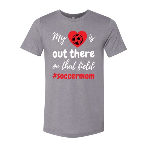 Unisex Adult Fit My Heart Is Out There Soccer MomShort Sleeve T-shirt-Storm Triblend-Small
