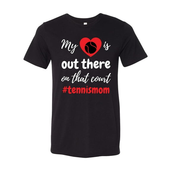 Unisex Adult Fit My Heart Is Out There Tennis Mom Short Sleeve T-shirt-Black Triblend-Small