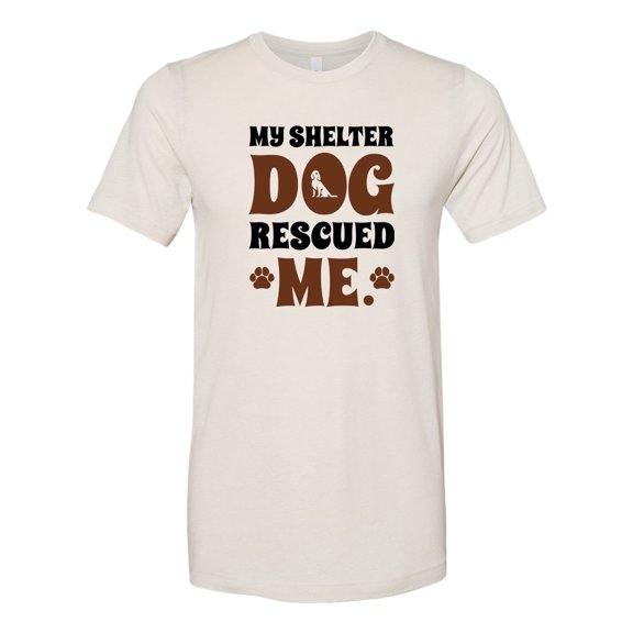 Unisex Adult Fit My Shelter Dog Rescued Me Brown Paws Short Sleeve T-shirt-Cement Triblend-medium