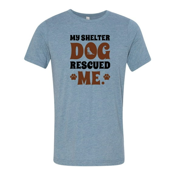 Unisex Adult Fit My Shelter Dog Rescued Me Brown Paws Short Sleeve T-shirt-Denim Triblend-xxxl