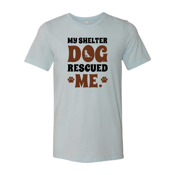 Unisex Adult Fit My Shelter Dog Rescued Me Brown Paws Short Sleeve T-shirt-Ice Blue Triblend-Small