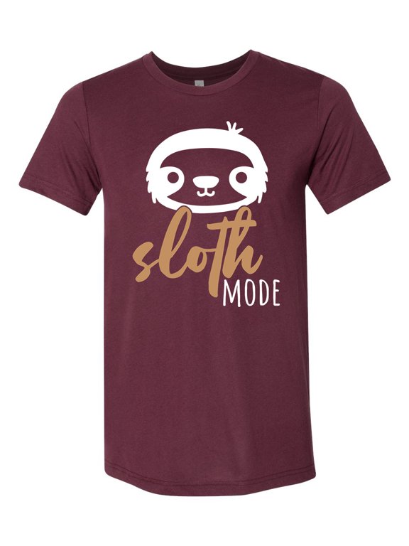 Unisex Adult Fit Sloth Mode Short Sleeve T-shirt-Maroon Triblend-large