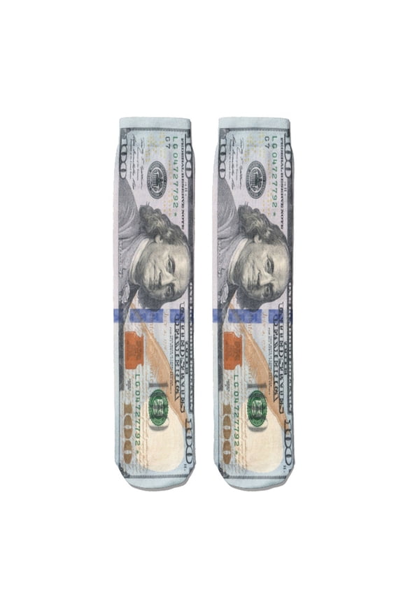 Unisex Adult Funny 3D Print Money Pattern Middle Calf Socks Athletic Novelty Middle Tube Socks Creative