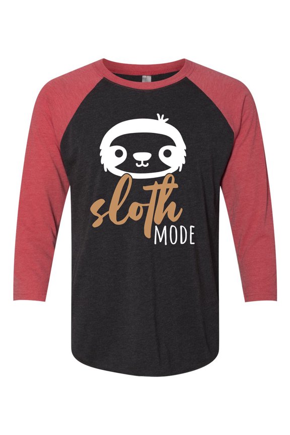Unisex Adult Funny Sloth Mode Raglan Tee-Vintage Red/Premium Heather-xl