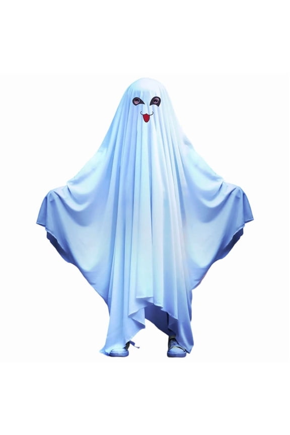 Unisex Adult Ghost Clothing Classic Spooky Body Jumpsuit Hooded Capes White S
