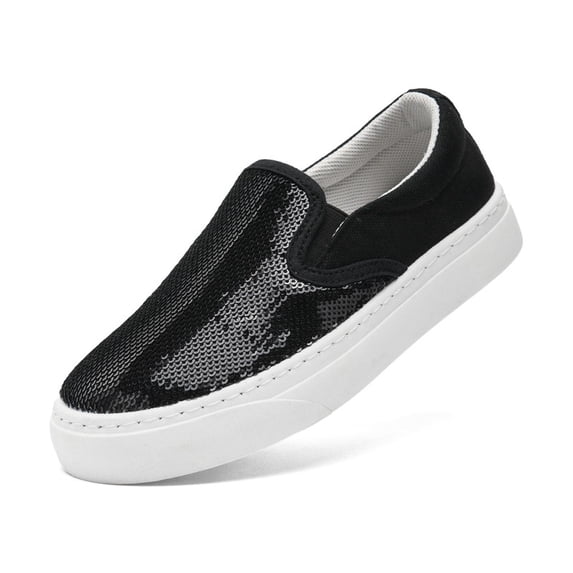 Unisex Adult Glitter Slip-On Shoes Fashion Low Top Sparkly Sneakers Casual Shiny Sequin Tennis Walking Shoes
