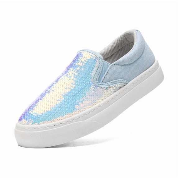 Unisex Adult Glitter Slip-On Shoes Fashion Low Top Sparkly Sneakers Casual Shiny Sequin Tennis Walking Shoes