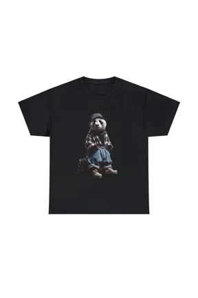 Unisex Adult Graphic T-Shirt: Hipster Panda 90s Grunge Fashion Tee Streetwear