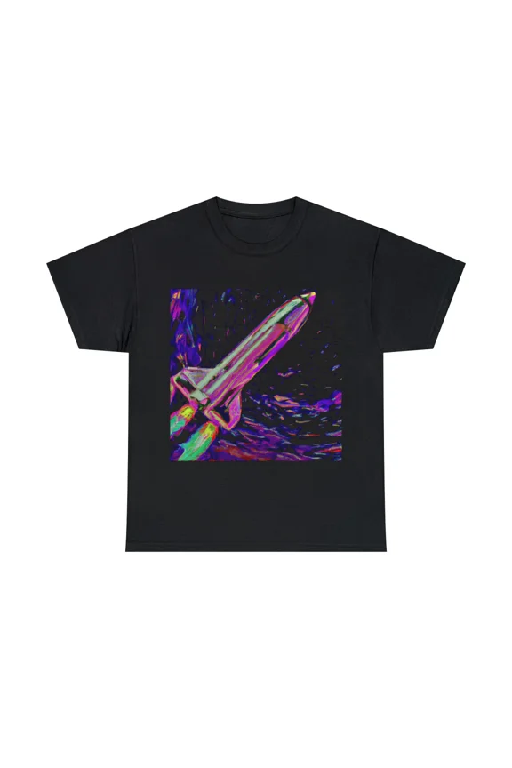 Unisex Adult Graphic T Shirt Retro Rocket Ship Space Travel Galaxy Sci Fi Aero
