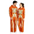 thumbnail image 1 of Unisex Adult Hooded Onesie, Halloween Skeleton Full‑Body Print Long Sleeve Jumpsuit for Men Women Home Loungewear, 1 of 8