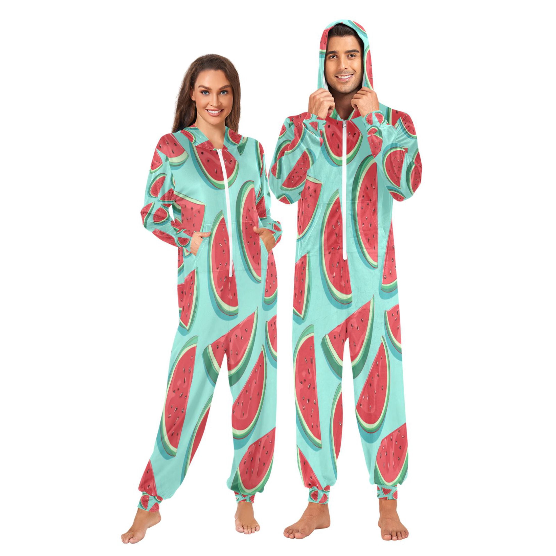 1-Pack Onesie Adult Hooded Pajamas, Soft Fleece Full Zip One Piece