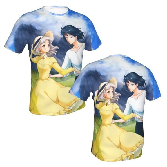 Unisex Adult Howls Moving Castle T-Shirts, 3D Graphic Novelty Shirts Crewneck Short Sleeve Tees for Men Women