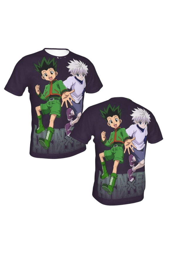 Unisex Adult Hunter X Hunter Gon Killua T-Shirts, 3D Graphic Novelty Shirts Crewneck Short Sleeve Tees for Men Women