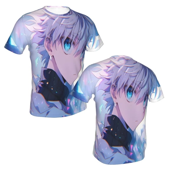Unisex Adult Hunter X Hunte Killua Lightning T-Shirts, 3D Graphic Novelty Shirts Crewneck Short Sleeve Tees for Men Women