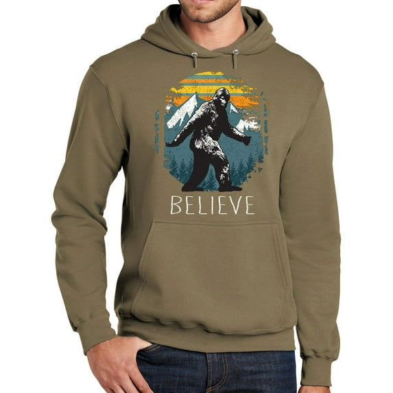 Unisex Adult I Believe in Sasquatch Bigfoot Funny Hoodie Sweatshirt, XL Coyote Brown