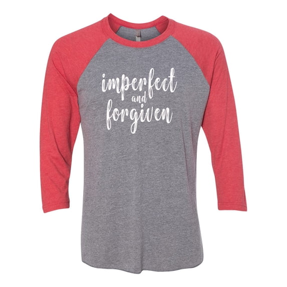 Unisex Adult Imperfect and Forgiven Raglan Short Sleeve T-shirt-Vintage Red/Premium Heather-xs