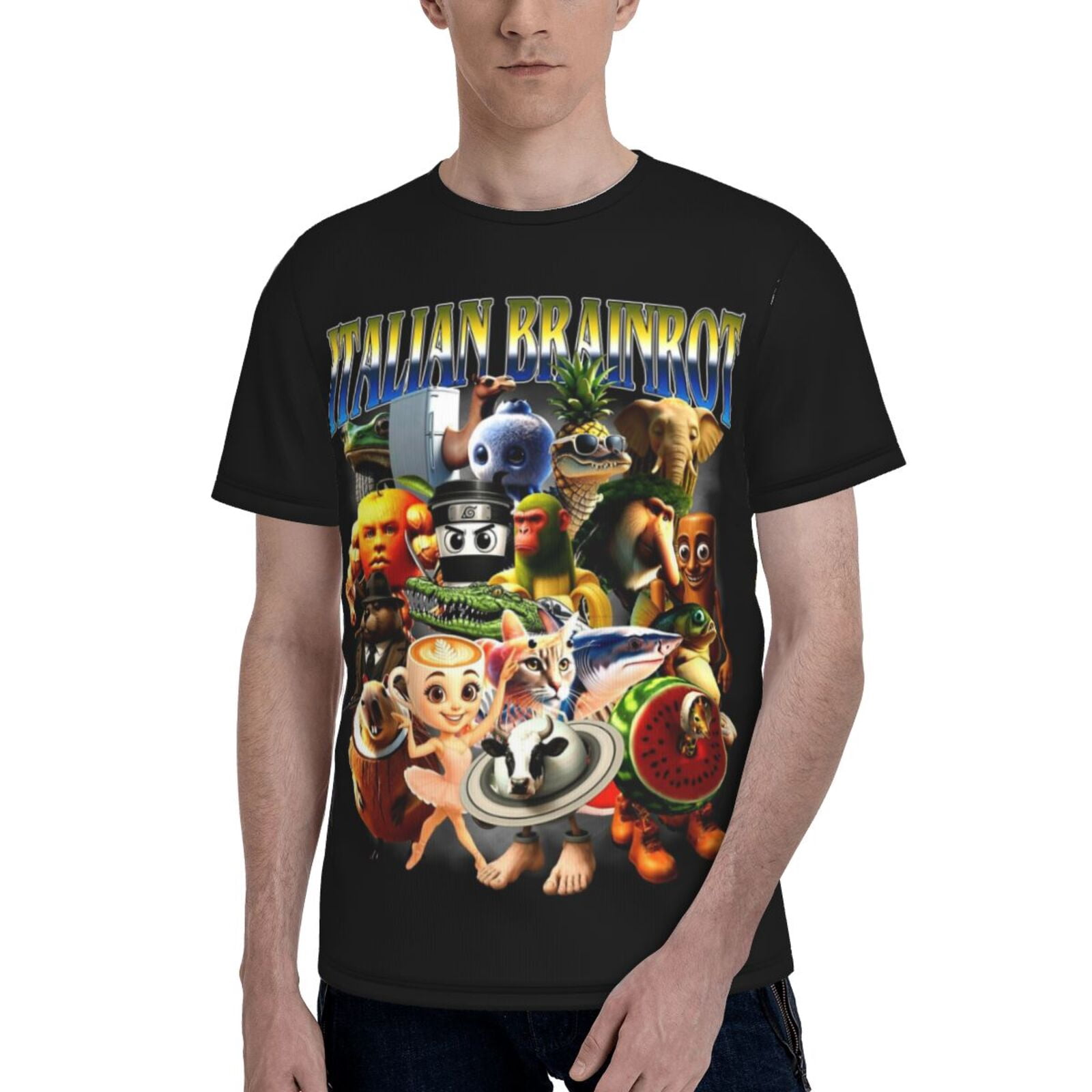 Unisex Adult Italian Animal Brainro Graphic Tee Shirts Funny Cartoon 3D ...