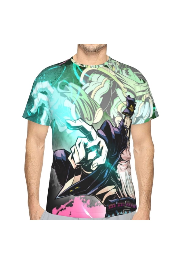 Unisex Adult JoJo Bizarre Adventure T-Shirts, 3D Graphic Novelty Shirts Crewneck Short Sleeve Tees for Men Women