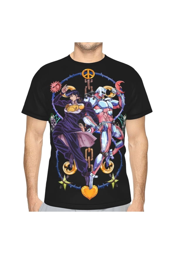 Unisex Adult JoJo Bizarre Adventure T-Shirts, 3D Graphic Novelty Shirts Crewneck Short Sleeve Tees for Men Women
