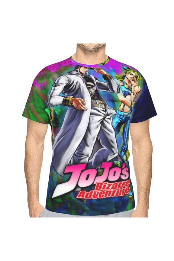 Unisex Adult JoJo Bizarre Adventure T-Shirts, 3D Graphic Novelty Shirts Crewneck Short Sleeve Tees for Men Women