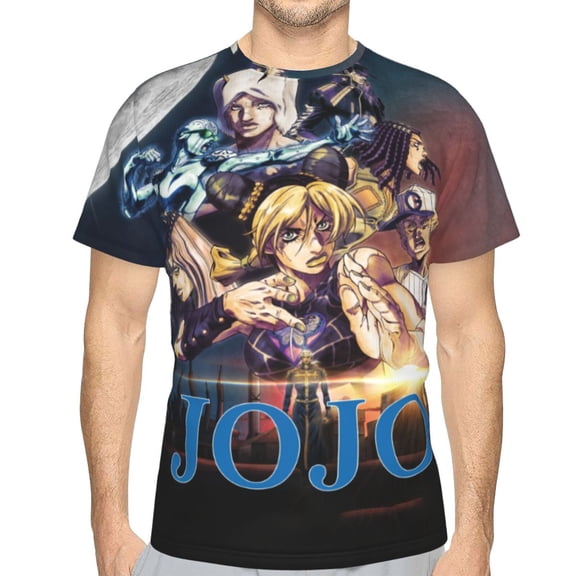 Unisex Adult JoJo Bizarre Adventure T-Shirts, 3D Graphic Novelty Shirts Crewneck Short Sleeve Tees for Men Women