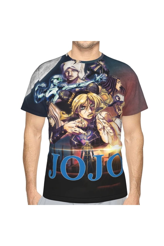 Unisex Adult JoJo Bizarre Adventure T-Shirts, 3D Graphic Novelty Shirts Crewneck Short Sleeve Tees for Men Women