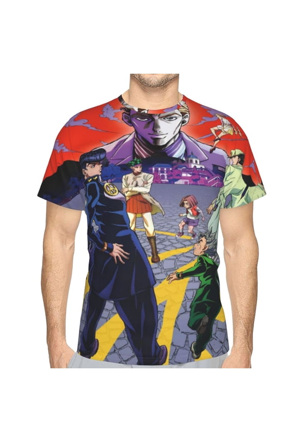 Unisex Adult JoJo Bizarre Adventure T-Shirts, 3D Graphic Novelty Shirts Crewneck Short Sleeve Tees for Men Women