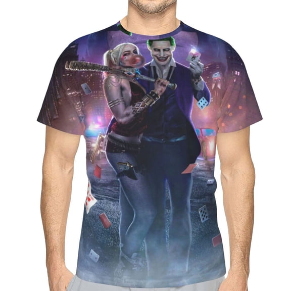 Unisex Adult Joker Harley Quinn T-Shirts, 3D Graphic Novelty Shirts Crewneck Short Sleeve Tees for Men Women