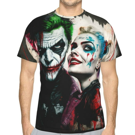 Unisex Adult Joker Harley Quinn T-Shirts, 3D Graphic Novelty Shirts Crewneck Short Sleeve Tees for Men Women