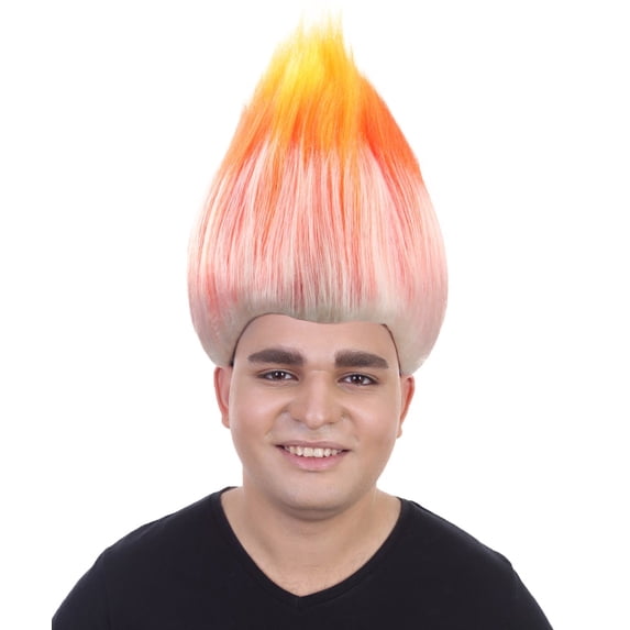HPO Adult Unisex Wig | Trolls Orange & White Wig | Premium Breathable Capless Cap