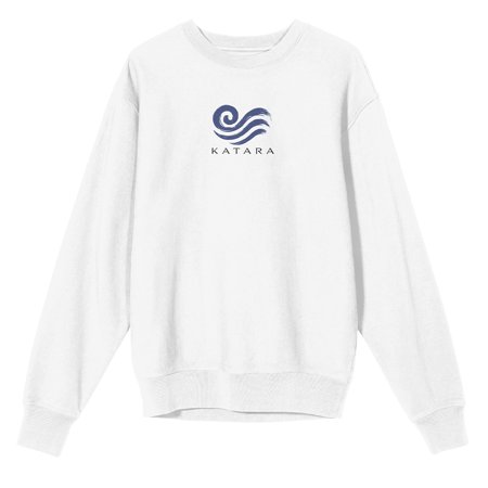 Avatar The Last Airbender Katara Water tribe Icon on White Long Sleeve Adult Crew neck-Medium