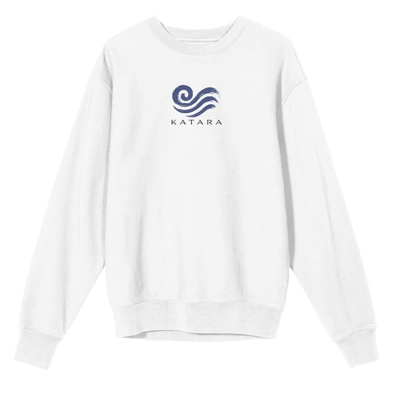 Avatar The Last Airbender Katara Water tribe Icon on White Long Sleeve Adult Crew neck-Medium