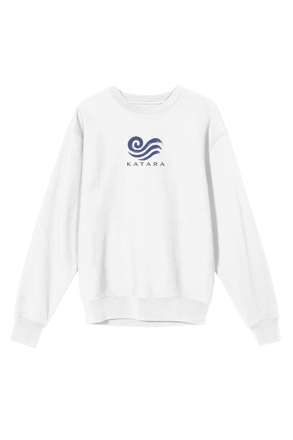 Avatar The Last Airbender Katara Water tribe Icon on White Long Sleeve Adult Crew neck-XL