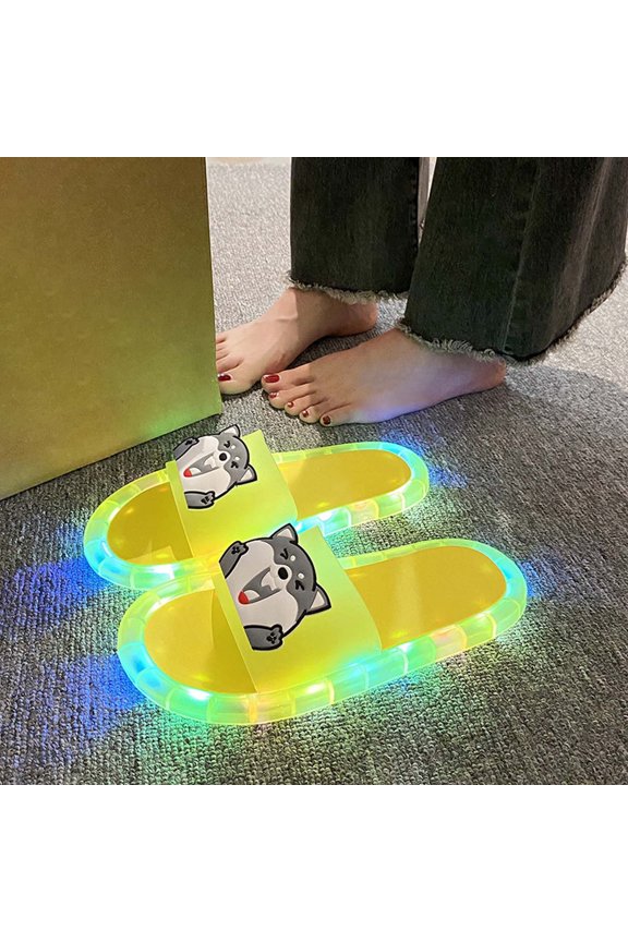 Unisex Adult Light Up Slide Sandals Cartoon On Comfortable Non Soft Sole Indoor Outdoor Home Beach Summer Casual Slippers