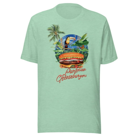 Unisex Adult Lightweight Paradise Cheeseburger Tropical Toucan Beach T-Shirt