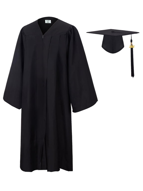 Unisex Adult Matte 2023 Graduation Gown and Cap Set with Tassel for High School and College Bachelor, black 60"