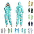 thumbnail image 1 of Unisex Adult Onesie Pajamas Cute Thickened Couples Fuzzy Long Sleeve Zip up Sleepwear Jumpsuit Matching Pjs Loungewear Army Green M, 1 of 4