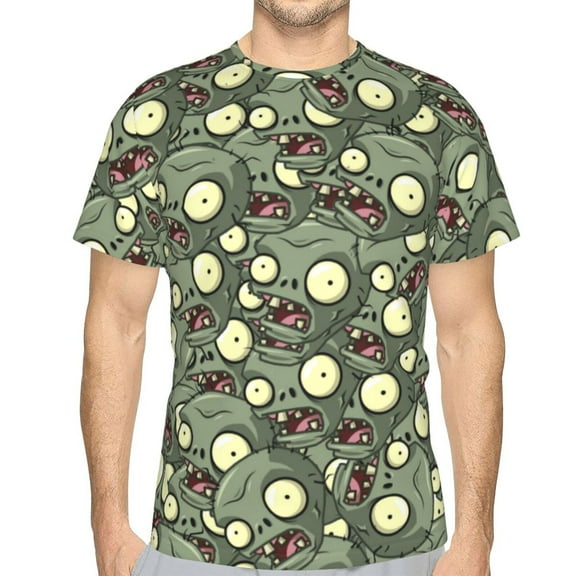 Unisex Adult Plants vs Zombi-e T-Shirts, 3D Graphic Novelty Shirts Crewneck Short Sleeve Tees for Men Women