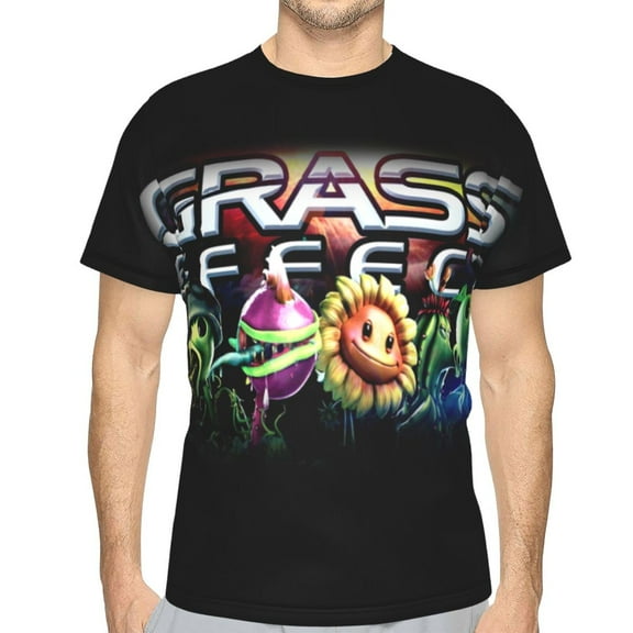 Unisex Adult Plants vs Zombi-e T-Shirts, 3D Graphic Novelty Shirts Crewneck Short Sleeve Tees for Men Women