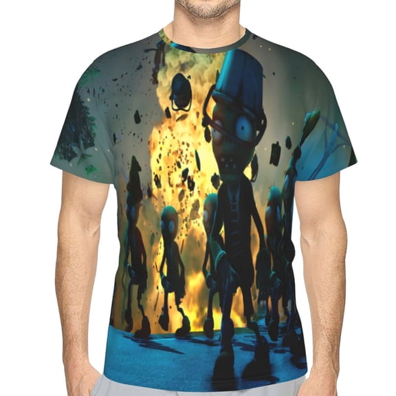 Unisex Adult Plants vs Zombi-e T-Shirts, 3D Graphic Novelty Shirts Crewneck Short Sleeve Tees for Men Women